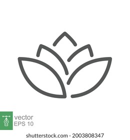 Pink lotus icon line. Beautiful Flower logo outline style for eco, beauty, yoga, medical company. Health Spa Meditation Trendy Flat style Vector Illustration. Design on white background. EPS10