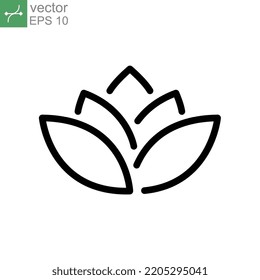 Pink lotus icon line. Beautiful Flower logo outline style for eco, beauty, yoga, medical company. Health Spa Meditation Trendy Flat style Vector Illustration. Design on white background. EPS10