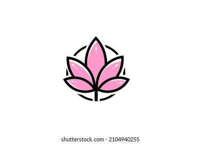 Pink lotus leaf fitness center vector illustration design