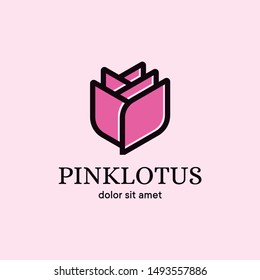 Pink Lotus Logo Design Template Inspiration - Vector