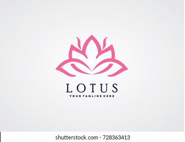 Pink Lotus Logo Template Design. Creative Vector Emblem, for Icon or Design Concept.