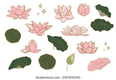 pink lotus object desing for postcard