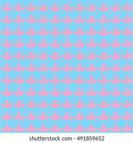 Pink Lotus Pattern on Blue Background
