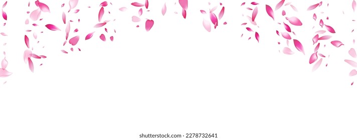 Pink Lotus Petal Vector White Background. Color Fly Cherry Petal Poster. Flower Petal Wedding Product. Blossom Sakura Petal Card.