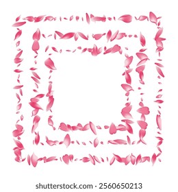 Pink Lotus Petal Vector White Background. Transparent Fresh Sakura Petal Banner. Flower Petal Beauty Backdrop. Japan Apple Petal Cover.