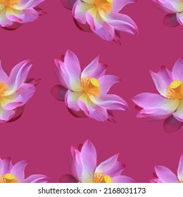 Pink lotus seamless vector pattern. Floral pattern for fabric
