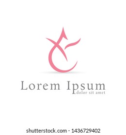 pink lotus vector logo design template, curve line flower icon, floral abstract sign, vector illustration