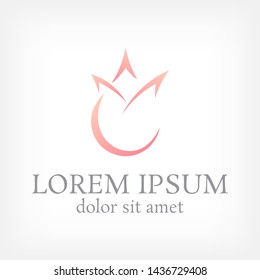 pink lotus vector logo design template, curve line flower icon, floral abstract sign, vector illustration