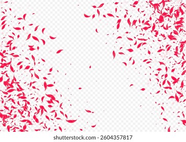 Pink Lotus Vector Transparent Background. Spring Sakura Illustration. Beautiful Blossom Fly Cover. Red Falling Cherry Banner.