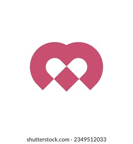 pink love above up logo design vector	