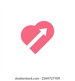 pink love above up logo design vector	