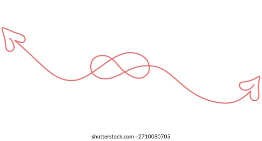 Diseño de Vector de línea de flecha de amor rosa para el día de San Valentín