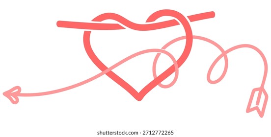rosa Liebe Pfeil Vektor Linie Kunst Design für Valentinstag