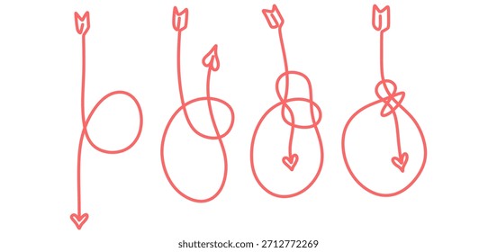 Diseño de arte de línea de Vector de flecha de amor rosa para el día de San Valentín