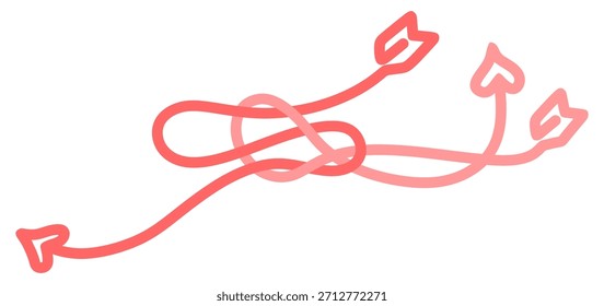 Diseño de arte de línea de Vector de flecha de amor rosa para el día de San Valentín