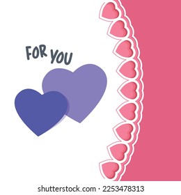 Pink love background design, decoration for valentine's day. Vector illustration