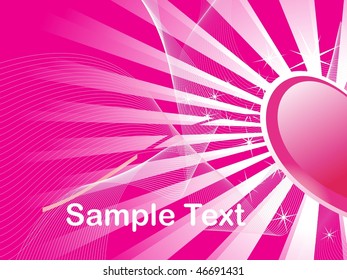 pink love background with rays, star and waves image