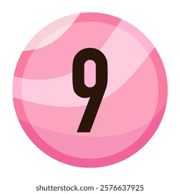 Pink Love Ball with Number 9 - Sweet Valentine-Themed Graphic Design for Romantic and Playful Projects