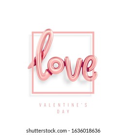 Pink love balloon font letterig banner Valentines Day