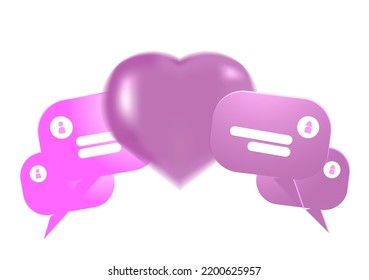  pink love couple bubble chat design perfect for digital tools purposes