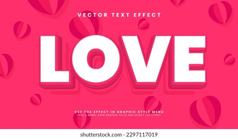 Pink love editable text stye effect. Vector text effect.