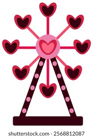 pink love ferris wheel illustration.
ferris wheel hand drawn vector.