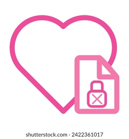 pink love file icon isolated on white background