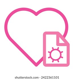 pink love file icon isolated on white background