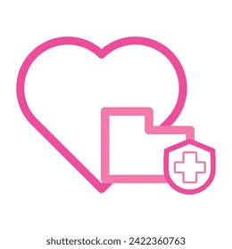 pink love folder icon isolated on white background