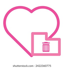 pink love folder icon isolated on white background