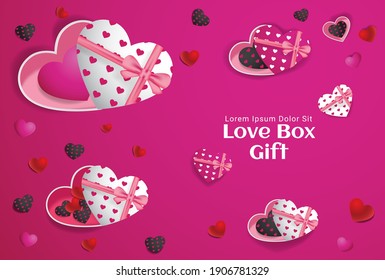 Pink Love Greeting Card with Love Box Gift