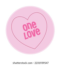 Pink love heart candy sweet, with one love message vector illustration.