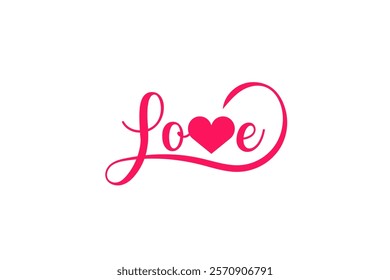 Pink Love Heart Design Romantic Valentines Day Graphic