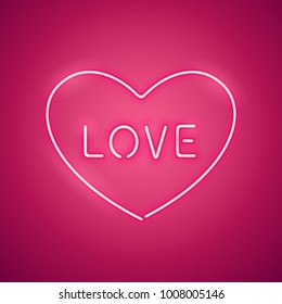 Pink love in the heart neon banner makes it quick and easy to customize your romance holiday projects. Used neon vector brush included.