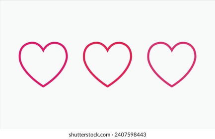 Pink love heart outline stroke shape vector illustration icon