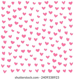 Pink love heart pattern illustration. Valentine's day holiday backdrop texture with small hearts. Vector illustration.