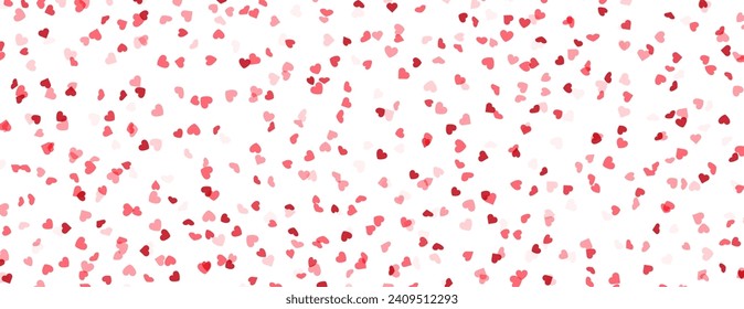 Pink love heart pattern illustration. Valentine's day holiday backdrop texture with small flying hearts. Vector illustration.