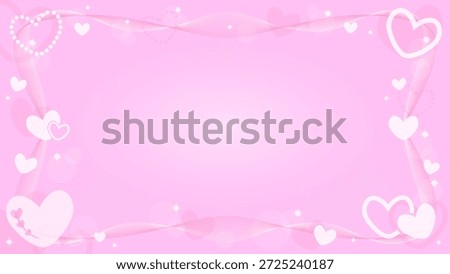 Pink Love Heart Pattern Ornament And Glitter On Bright Pink Border Frame Background