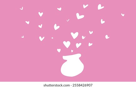 pink love heart romance simple flat shape and color pattern, editable eps10