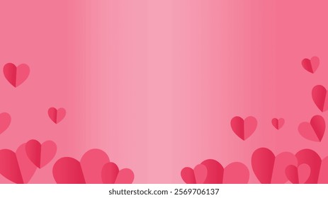 Pink love heart shape abstract gradient mess background trendy flying love heart symbol for happy valentines day