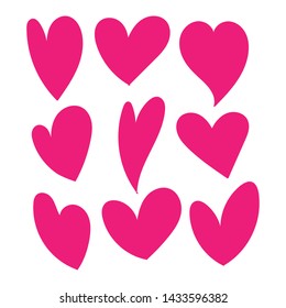 Pink love hearts concept. Flat illustration of wedding love. romantic love isolated on white background. valentine sign symbol. love icon - Vector