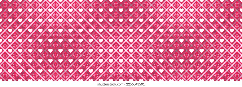 Pink love hearts seamless pattern. St. Valentine's Day background. Romantic repeated texture for greeting cards, invitation and holiday design, clothes prints, wrapping paper. Vector illustration