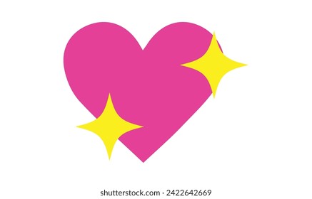 Pink love hrat, Pink heart with yellow star, Love, Creative