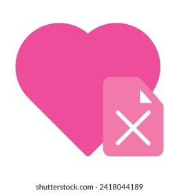 pink love icon isolated on white background