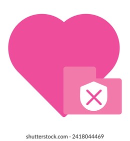 pink love icon isolated on white background