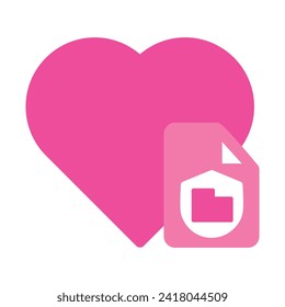 pink love icon isolated on white background