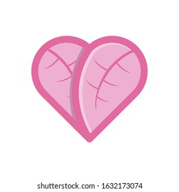 pink love icon made from leaf logo Ideas. Inspiration logo design. Template Vector Illustration. Isolated On White Background