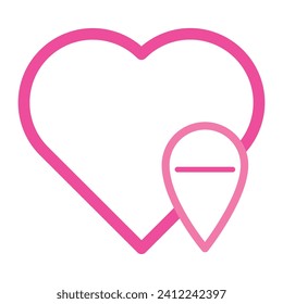 pink love icon for valentine day isolated on white background