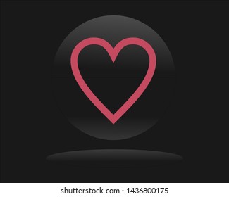 Pink love icon vector with black background.eps10