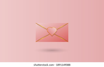 Pink love letter design in a cute and modern 3-dimensional style